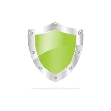 3D Green security shield on a white background Stock Illustration