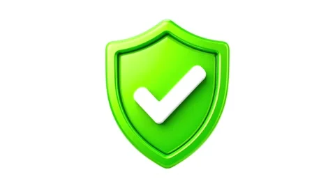 3D Green Shield with White Check Mark for Security Protection Stock Footage 346297262