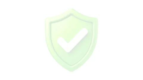 3D Green Shield with White Check Mark for Security Protection Stock Footage 346297323