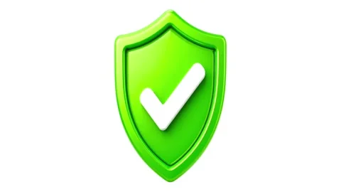 3D Green Shield with White Check Mark for Security Protection Stock-Footage 346297342