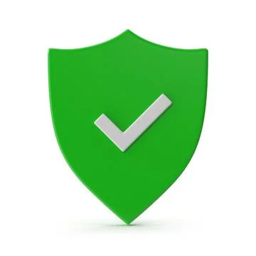 3D Green Shield with White Checkmark for Security and Validation Stock Illustration