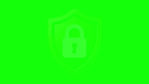 3D Green Shield with White Padlock on Green Screen 動画素材 345342522