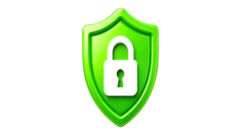 3D Green Shield with White Padlock Animation Stock Footage 345342606