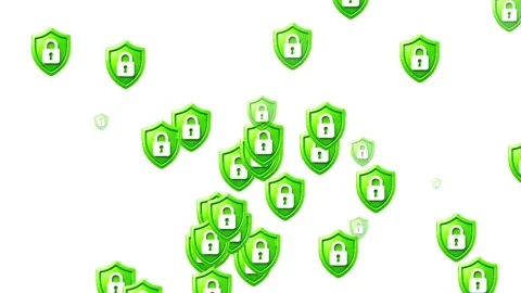 3D Green Shield with White Padlock Animation Stock Footage 345342614
