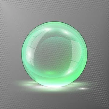 3d green sphere.Vector illustration of transparent clear shiny ball Stock Illustration