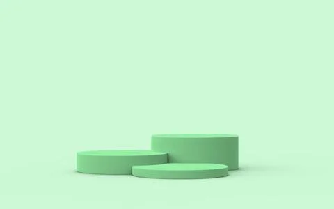 3D green split level podium for product display. 3D illustration. Illustrazione stock