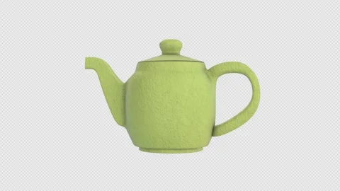 3D Green Tea Pot Rotating on a Transparent Background. Seamless Loop. Tea. 4K Stock Footage 283262550