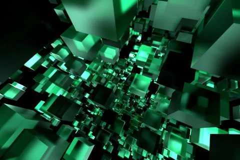3d green tech geometric Low poly corporate illustration background. Stock Illustration