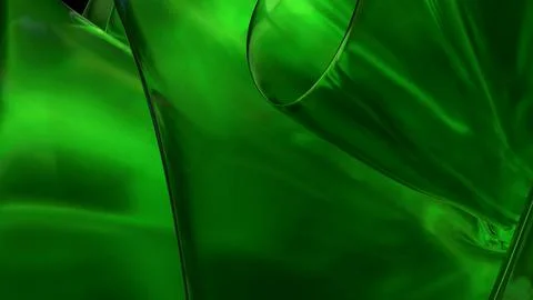 3D green translucent abstract wave wallpaper background. Shiny curved organ.. Stockillustratie