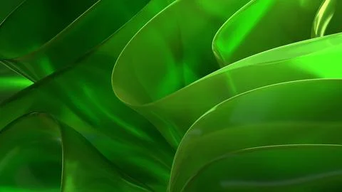 3D green translucent abstract wave wallpaper background. Shiny curved organ.. Stockillustratie