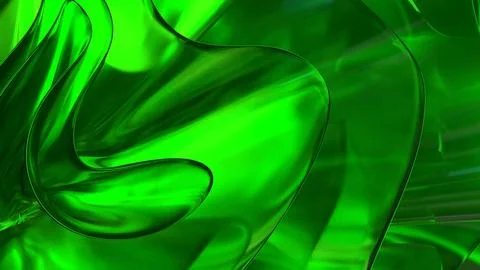 3D green translucent abstract wave wallpaper background. Shiny curved organ.. Stockillustratie
