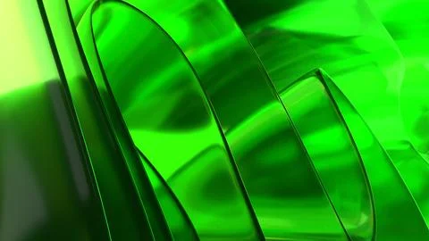 3D green translucent abstract wave wallpaper background. Shiny curved organ.. Stock-Illustration