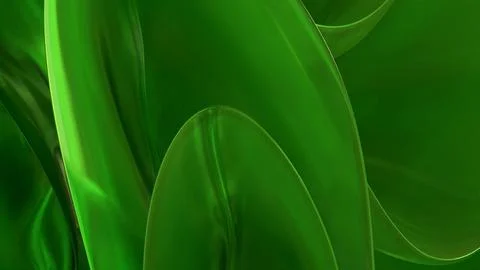 3D green translucent abstract wave wallpaper background. Shiny curved organ.. Stockillustratie