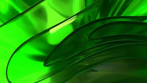 3D green translucent abstract wave wallpaper background. Shiny curved organ.. Illustrazione stock