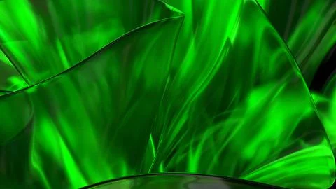 3D green translucent abstract wave wallpaper background. Shiny curved organ.. Illustrazione stock