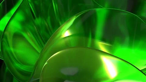 3D green translucent abstract wave wallpaper background. Shiny curved organ.. Illustrazione stock