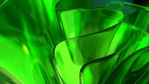 3D green translucent abstract wave wallpaper background. Shiny curved organ.. Illustrazione stock