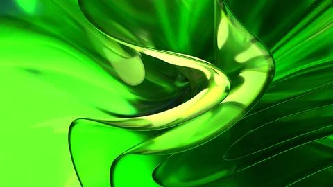 3D green translucent abstract wave wallpaper background. Shiny curved organ.. イラスト素材