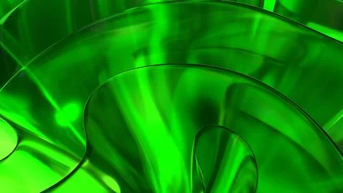 3D green translucent abstract wave wallpaper background. Shiny curved organ.. Stockillustratie