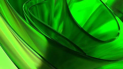 3D green translucent abstract wave wallpaper background. Shiny curved organ.. Stockillustratie