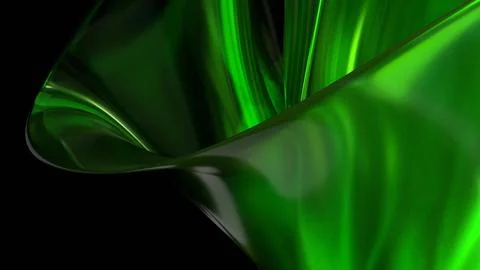 3D green translucent abstract wave wallpaper background. Shiny curved organ.. Illustrazione stock