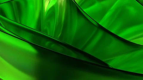 3D green translucent abstract wave wallpaper background. Shiny curved organ.. Stock Illustration