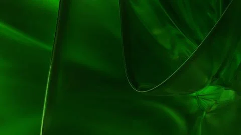 3D green translucent abstract wave wallpaper background. Shiny curved organ.. Illustrazione stock