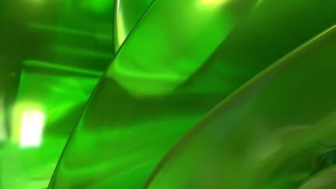 3D green translucent abstract wave wallpaper background. Shiny curved organ.. Stock-Illustration