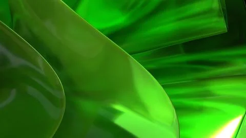 3D green translucent abstract wave wallpaper background. Shiny curved organ.. Stockillustratie