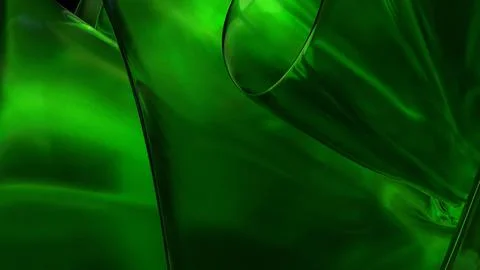 3D green translucent abstract wave wallpaper background. Shiny curved organ.. Stockillustratie