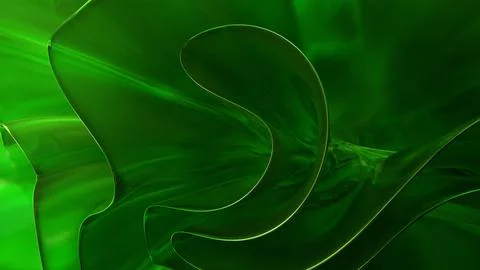 3D green translucent abstract wave wallpaper background. Shiny curved organ.. Stockillustratie