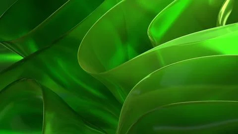 3D green translucent abstract wave wallpaper background. Shiny curved organ.. Stockillustratie