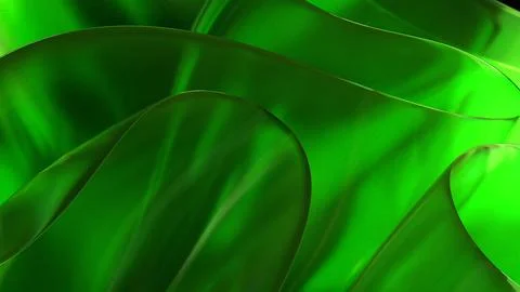 3D green translucent abstract wave wallpaper background. Shiny curved organ.. Stockillustratie