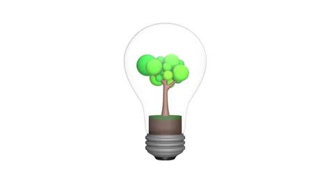 3d green tree growing in a light bulb Stock Footage 61822746