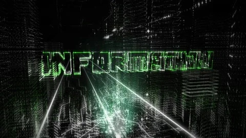 3D Green Word "Information", Particles And Outlines In Computer Graphics. Stock Footage 164767075