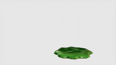 3D greenGlossy Slime Ball Falling and Squishing on Transparent Background (Alpha Stock Footage 345227386