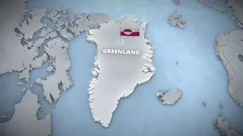 3D Greenland Map Animation With Flag And Pulsating Marker Stock Footage 336564393