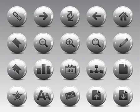 3d Grey balls Stock Vector web and office icons Stock Illustration