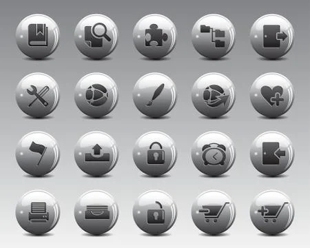 3d Grey Balls Stock Vector web and office icons with shadow in high resolution. Stock-Illustration