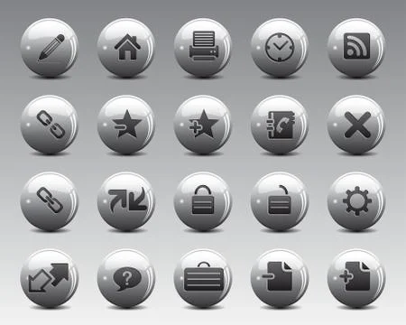 3d Grey balls Stock web and office icons Stock-Illustration