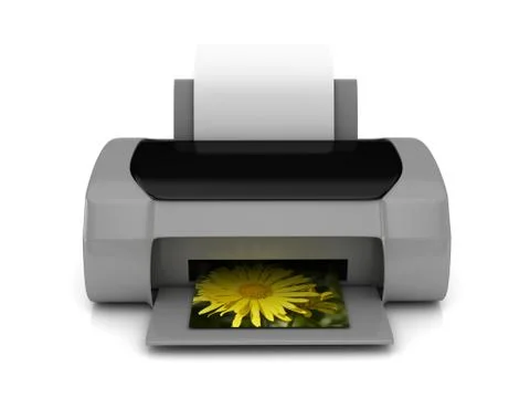3d grey printer over white Illustrazione stock