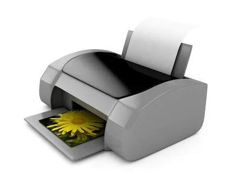 3d grey printer over white Stock Illustration