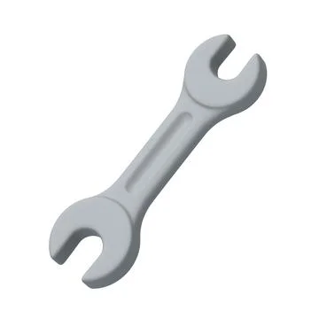 3D Grey Wrench Tool Isolated on White Background Illustrazione stock