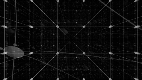 3D Grid Infinite Space Loop. Black and White Stock Footage 212617686
