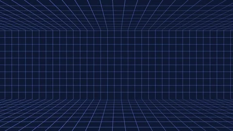 3d grid in motion with parallax effect. Abstract background with squares Stock Footage 264041374