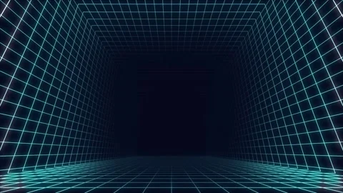 3d grid in motion with parallax effect. Abstract background with squares Stock Footage 264041447