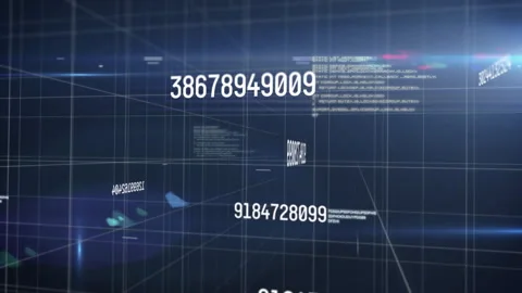 3D grid opening initiating floating numbers, code blocks shifting toward user Stock Footage 312240746