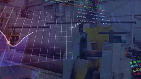 3D grid popping over pipe bender graph filling morphing, wave table overlay Stock Footage 312656825