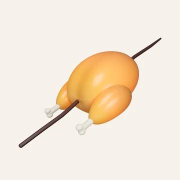 3d grilled chicken. elements for camping, hiking , summer camp, traveling, trip Stock Illustration