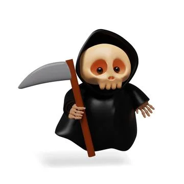 3D Grim Reaper character Stock Illustration
